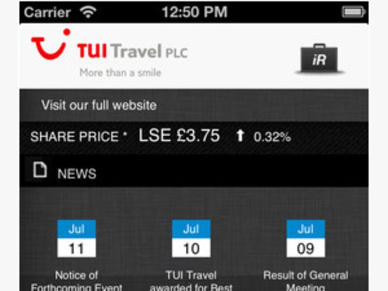 Tui Travel releases investor relations iPhone and iPad app