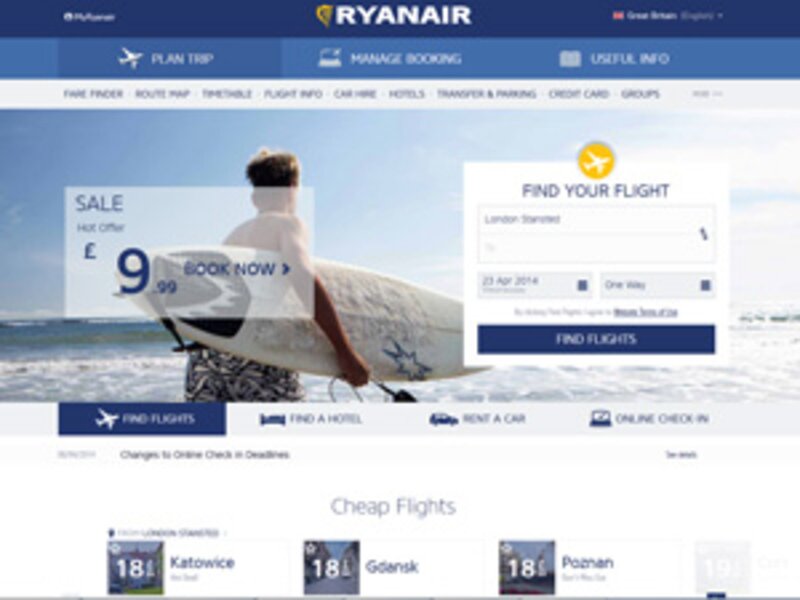 Ryanair enhances website with pre-bookable car parking