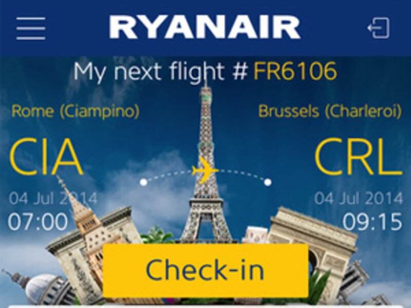 Ryanair unveils booking and check-in app