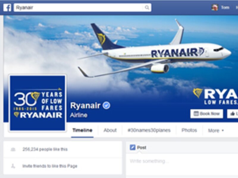 Ryanair hails Facebook landmark just six weeks after debut on social network
