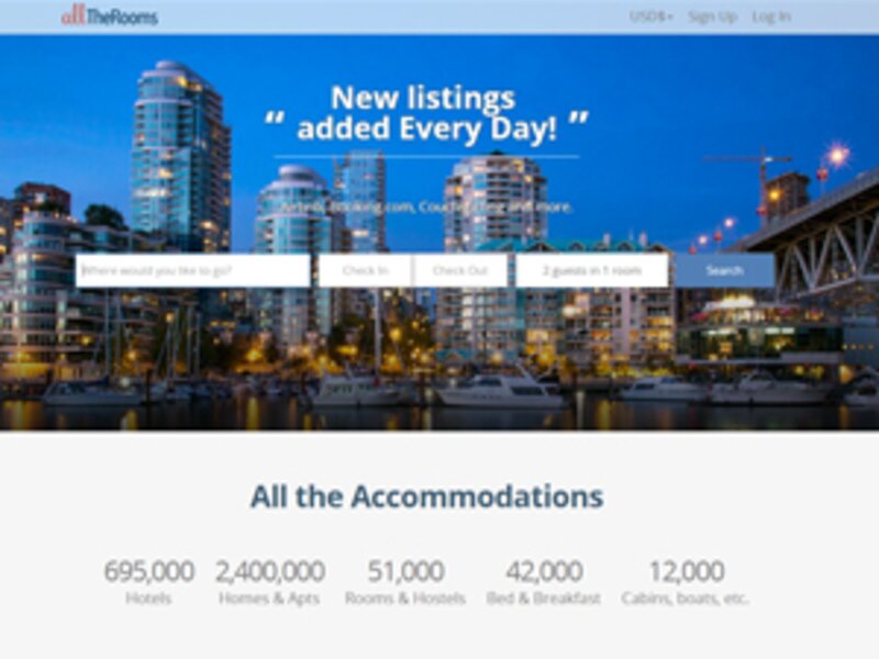 AllTheRooms aggregator shows CouchSurfing and Airbnb properties
