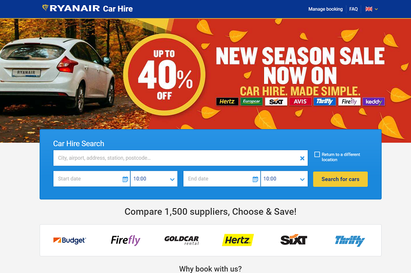 Ryanair extends partnership with CarTrawler