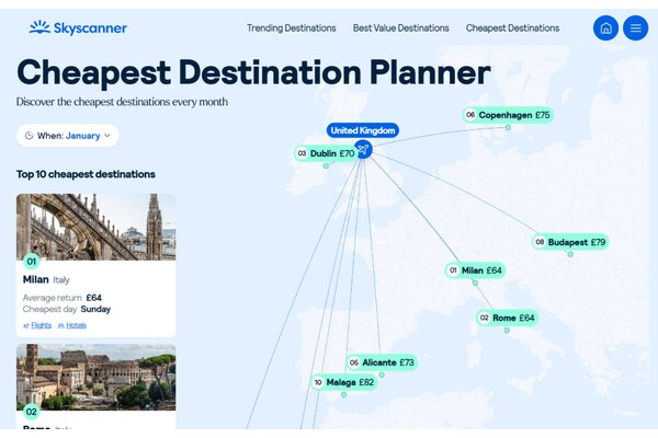 Skyscanner unveils new Cheapest Destination planner tool